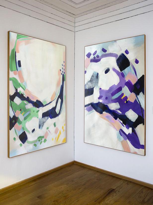 Set of 2 Abstract Painting #S118 - Click Image to Close